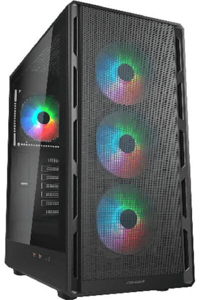 Cougar Airface Pure RGB Gaming Midi Tower Θήκη Υπολογιστή με Φωτισμό RGB Μαύρο