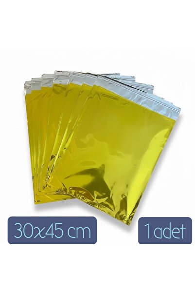 Poros Store 30x45 Hediye Paketi Bantlı Yapışkanlı Metalize 1 Adet Gold