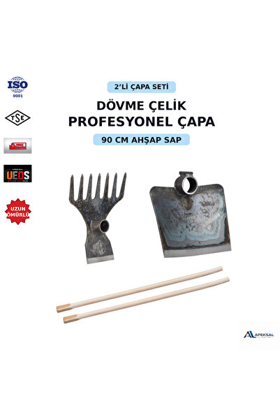 Apeksal Dövme Çelik 2’li Çapa Seti – 90 cm Ahşap Saplı Baltalı Kök , Büyük Ge...