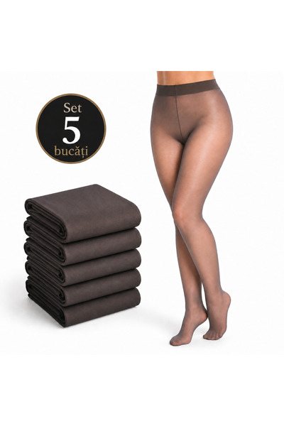 Penti Set 5 Dresuri Damă Super 15 DEN, Ultra Fine Mate, Negru, Vârf Întărit