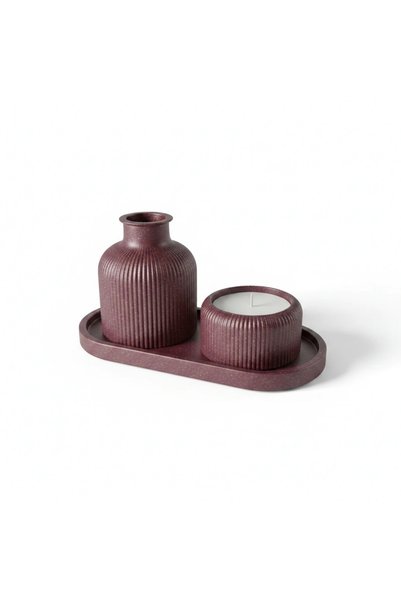 OEM Set Decorativ Minimalist Vază Suport Lumânare Tavă Design Modern | Dimensiuni: 5.3 x 5.3 x 6.1 cm