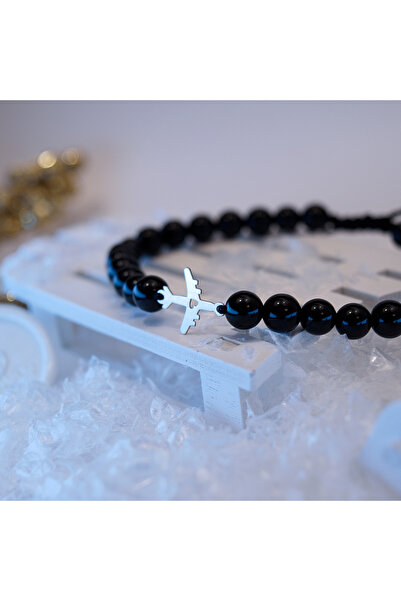 BLACK SWAN Bijoux Bratara cu snur si avion din aur 14K (585) - Bile semipreti...
