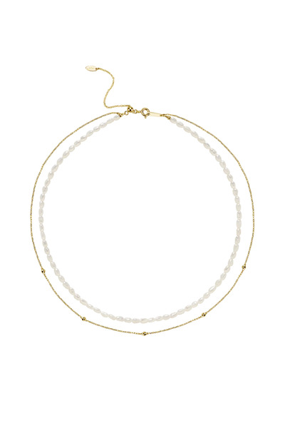 Lisa&Co. Odette Pearls&Drops Silver Necklace Yellow gold plated silver / Fres...