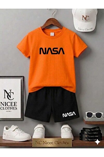 NC Nicee Clothes Summer Children's T-Shirt Shorts Unisex (Black with Large Na...