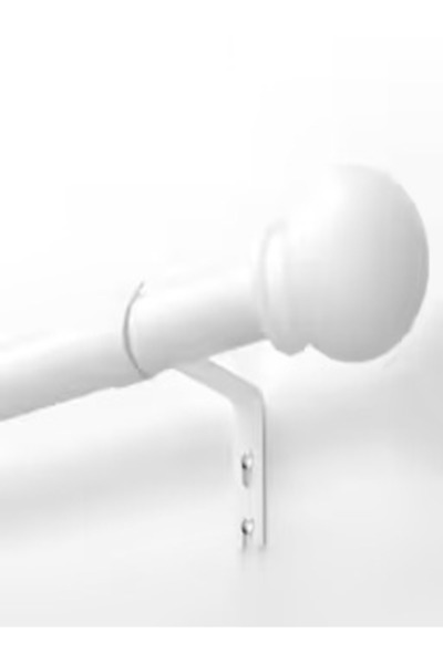 Other Bară de perdea metalică extensibilă 81-314cm cu capete sferice – Alb mat
