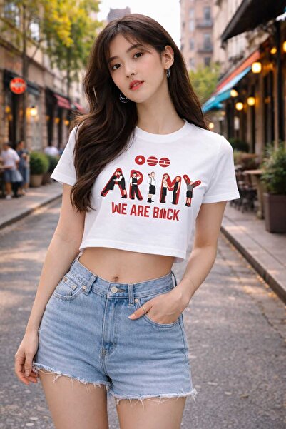 puolikuu Μπλουζάκι CROP με στάμπα BTS Arirang World Tour