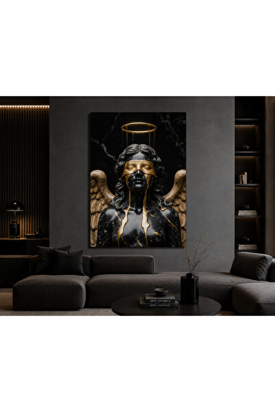 EvimeTablo Siyah Altın Melek Kanvas Tablo – Gotik ve Modern Sanat Temalı Lüks...