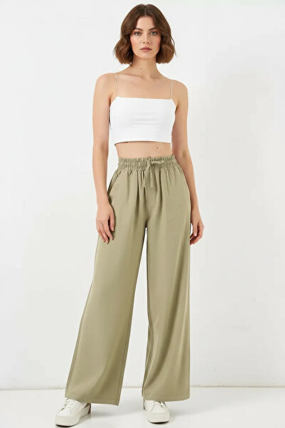 Generic Brand Women's High Waist Wide Leg Green Palazzo Trousers