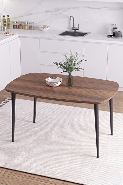 Mufian Concept İskandinav Bohem Oval 70x110 CM Metal Ayaklı Ceviz Mutfak-Yeme...