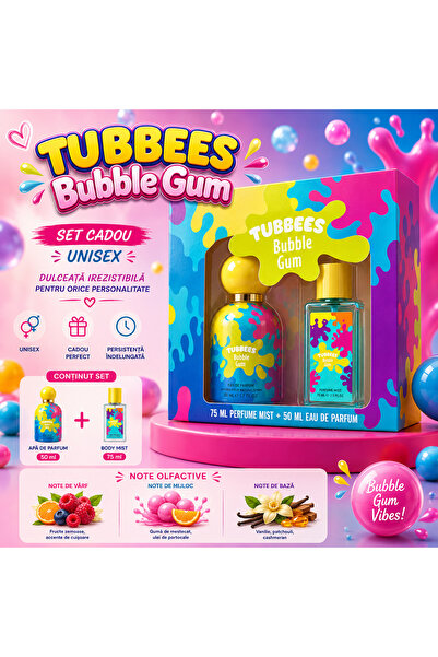 Tubbees Unisex Bubble Gum Top Bottom Set , Perfume 50 ml and Body Mist 75 ml,...