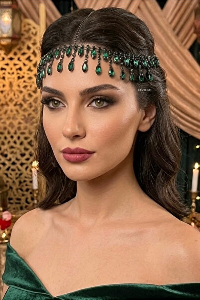 LIVOSH إكسسوار شعر ملون مرصع بالأحجار الكريمة، تاج العروس الصيني