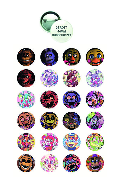 nihonwosekai FNAF Five Nights at Freddys Anime Buton Rozet 24 ADET