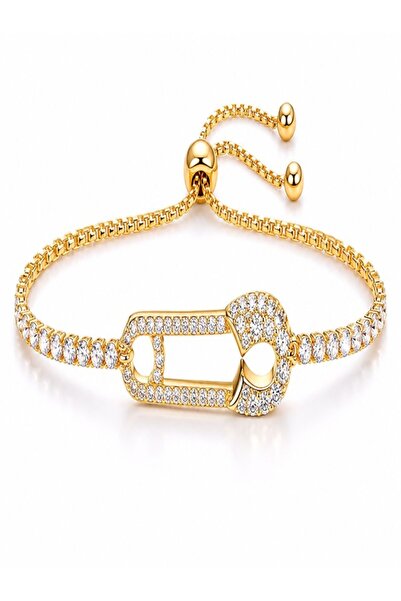 shoppy delight Fashionable Safety Pin Charm Bracelet with Rhinestones – Elega...