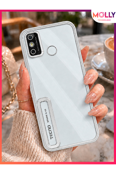 Molly TECNO SPARK 6 GO İçin Kenarları Metalik Gümüş Lens Koruyuculu Lou Lazer...