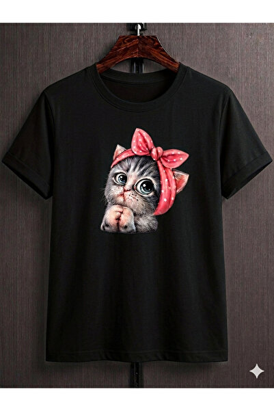 VODEXA Tricou oversize unisex CLEANING CAT Imprimat 100% bumbac Tricou confor...