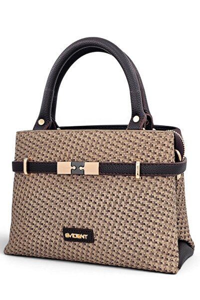 Evident Mink, Straw Look, Double Compartment, Cross Strap, Small, Hand and Sh...