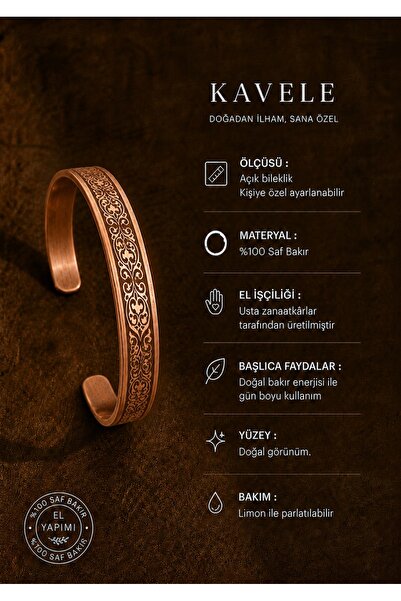 KAVELE Pure Raw Motif Copper Bracelet-In Gift Box