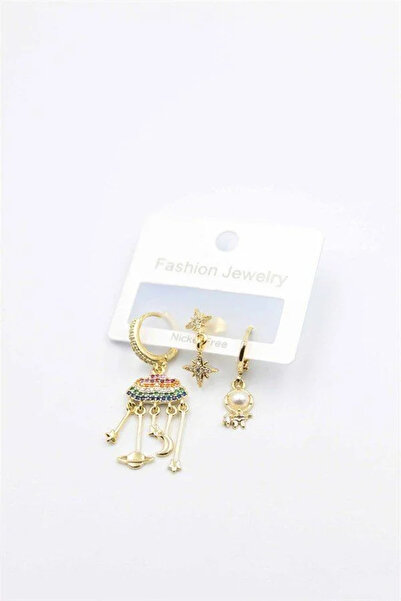 Marsilyan Nvdn- Ieg - 3-Piece Cloud Earrings - Gold Iegrs-Nvdn1