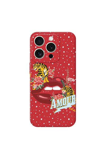 Other Apple iPhone 15 Pro Max Amour Red Colored Silicone TPU Θήκη