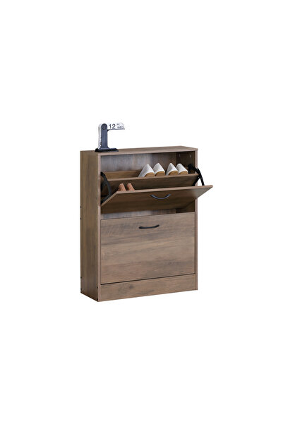Target Home Παπουτσοθήκη ξύλινη Zefiros με 2 πόρτες Walnut 60x24x81εκ. από MD...