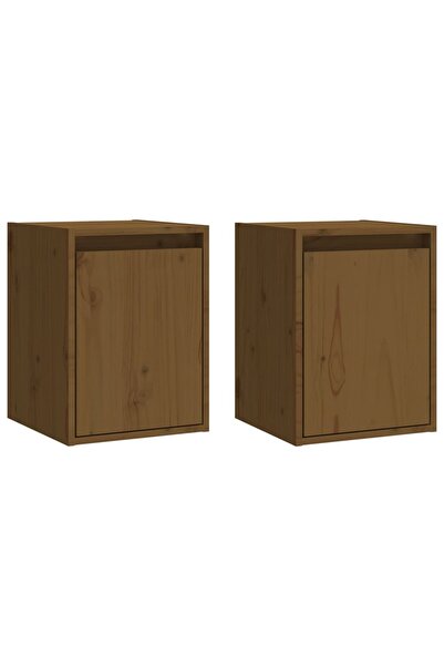 vidaxl Dulapuri perete 2 buc, maro miere, 30x30x40 cm, lemn masiv pin