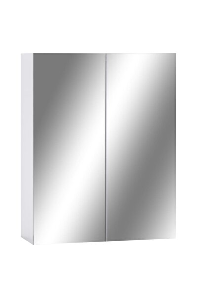 vidaxl Bathroom cabinet with mirror, white, 60x15x75 cm, MDF