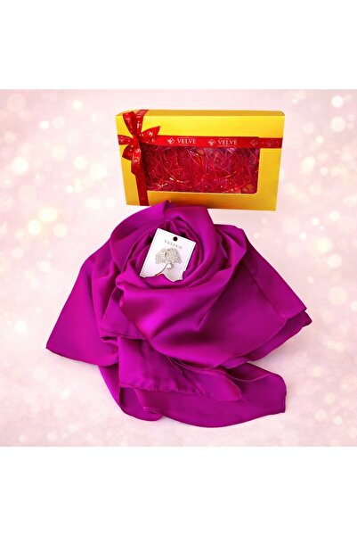velve Pachet Silky pentru femei, cu esarfa eleganta si brosa, in cutie cadou,...