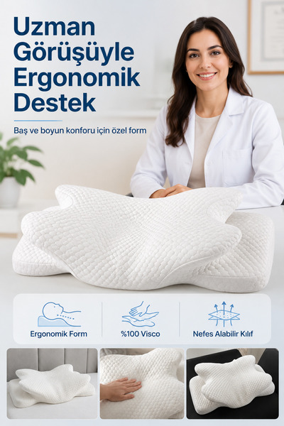 EpiRelax Uzman Görüşlü Ergonomik Visco Yastık Baş ve Boyun Destekli Ortopedik...