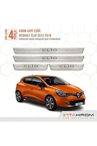 intakrom Renault Clio 2012-2019 Uyumlu Satine Krom Kapı Koruma Eşiği 4 Parça