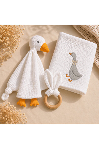 LUMY KIDS Cute Duck 100% Cotton Muslin 3-Piece Sleeping Buddy Baby and Child ...