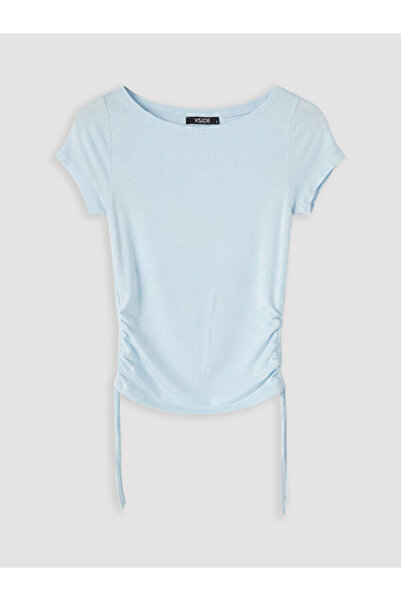 LC Waikiki RMZ GİYİM FARKIYA Γυναικείο T-shirt με κορδόνι περίσφιξης και μείγ...