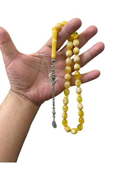 Trikala Damla Benetmesi Squeeze Amber Prayer Beads 13X10.5Mm
