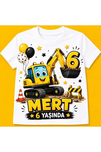 MiniHouse KEPÇE TEMALI DOĞUM GÜNÜ İSME ÖZEL KİŞİSELLEŞTİRİLMİŞ T-Shirt %100 P...
