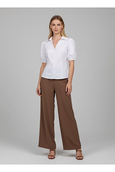 Noi Belis Balloon Sleeve Detailed Short Sleeve Woven Blouse Ss26Bz0172