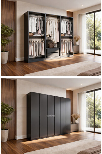 CANBAZ FURNİTURE Mira modüllü 6 MDF kapaklı %100 MDF (KURULUM DAHİL)