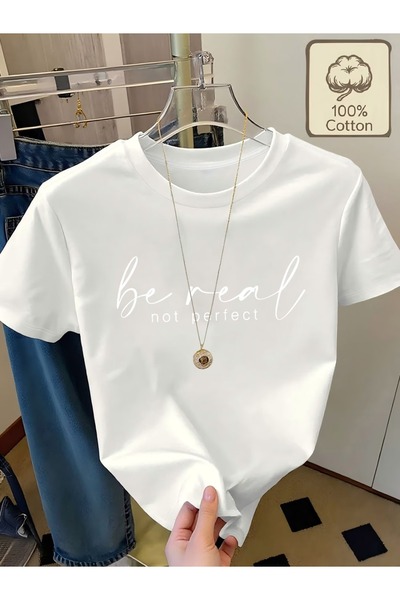 PAVRO Unisex Άνετο T-shirt με μικτό σχέδιο και στάμπα