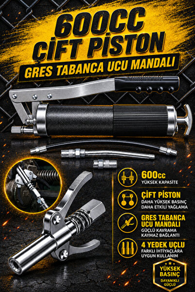 Zephoo 600 CC Çift Pistonlu Gres Pompası Seti – Çift Mandallı Gres Tabanca Uc...