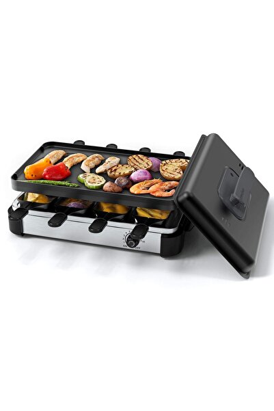 MUCHEN SHOP Raclette ızgara, Muchen 8 kişilik elektrikli kapaklı raclette mas...