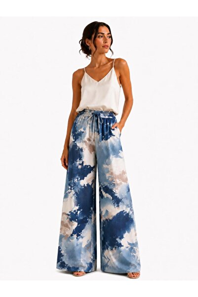 ikomteks Ebru Patterned Modal Palazzo Trousers