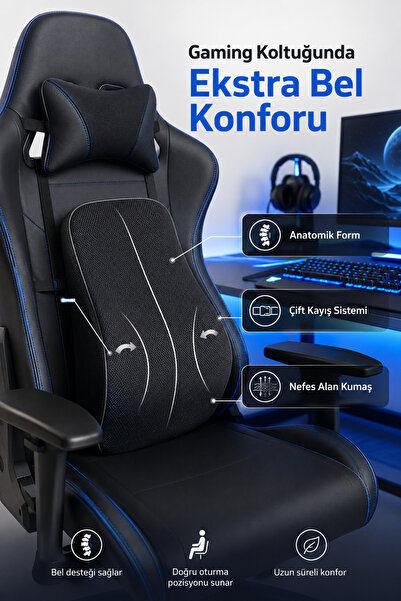 EpiRelax Oyuncu Koltuğu İçin Visco Bel Destek Yastığı Gaming Koltuk Bel Deste...