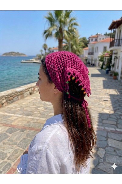NEVALİN Patterned Handmade Knitted Bandana