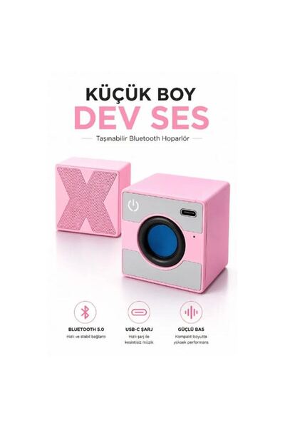 Runaway Küp Mini Taşınabilir Bluetooth Hoparlör USB-C Hızlı Şarj