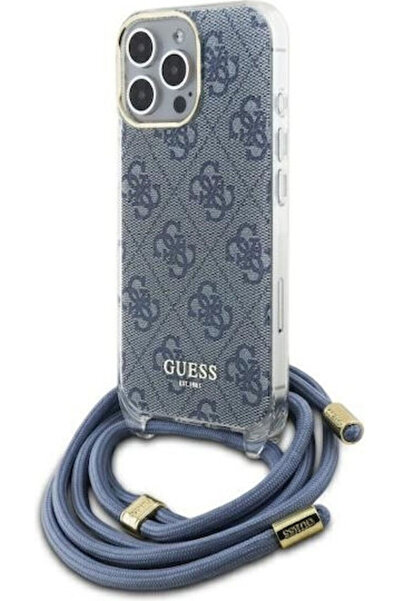 Guess Back Cover Plastic with Strap Blue (iPhone 16 Pro) Code: GUHCP16LHC4SEB