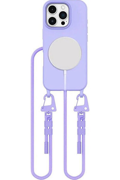 Tech-Protect Magnecklace Πίσω Θήκη Σιλικόνης με Λουράκι Μωβ (iPhone 16 Pro) Κ...