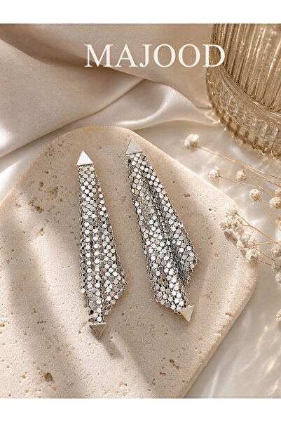 MAJOOD Women Luxury Tassel Sequins Drop Earrings, 925 Sterling Silver Hypoall...