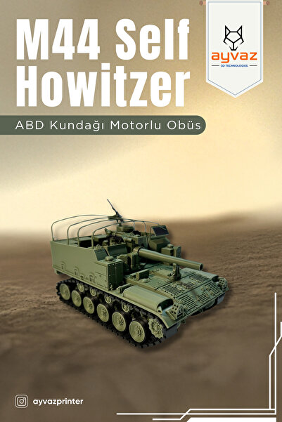 ayvazprinter M44 HOWITZER 1/35 Ölçek, 9,5x18x9 cm Boyutlu, Hareketli Palet Si...