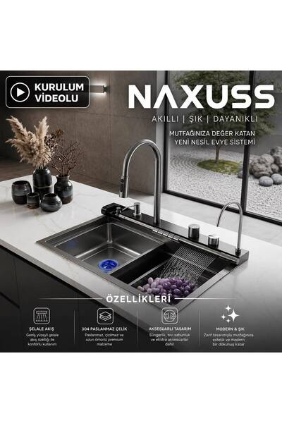 NAXUSS Premium Akıllı Teknolojik Eviye Seti Paslanmaz Bal Peteği Taban Evye T...