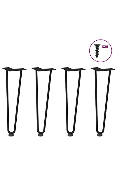 vidaxl Picioare tip agrafă pentru măsuță de cafea, 4 buc., negru, 42 cm, oțel...