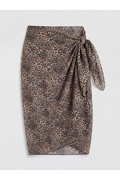 LC Waikiki Kahverengi Leopar Desenli Kadın Pareo