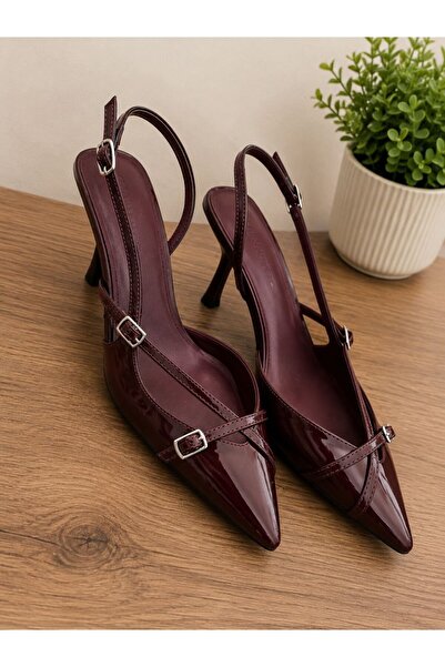 GENCTANİR SHOES Kadın Esten Kırmızı Rugan Klasik Topuklu Ayakkabı